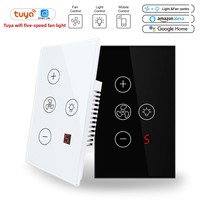 Untuk WiFi 2.4GHz Sakelar Lampu Kipas Lima Kecepatan Panel Sentuh Aplikasi Remote Control Nirkabel Fungsi Pengatur Waktu Anti-arus Alexa Google Home