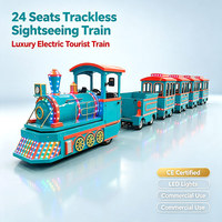 Train touristique électrique sans rails de luxe certifié CE, 24 places, pour sites touristiques, stations balnéaires, zoos, parcs d'attractions
