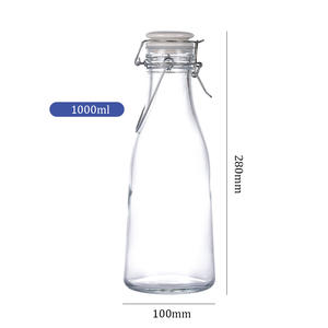 Vente en gros DS-1138 KANGAROO Pichet en verre transparent de 1000ml avec couvercle oscillant en fil métallique et extrémité à ouverture facile de qualité alimentaire pour un usage commercial - Product Image 1