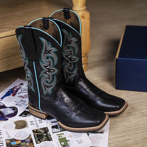 Bottes de Cowboy Classiques pour <span class=keywords><strong>Femme</strong></span>, en Cuir Véritable, Montées Goodyear, Bout Carré, Bottines Plates Style Western - Product Image 6