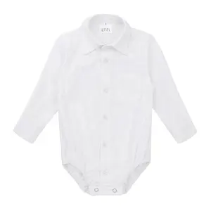 Romper Gentleman Shirt Roupa do bebê recém-nascido Rompers dos meninos do bebê Mangas compridas Formal Crianças Branco Full Summer Malha Suporte 900