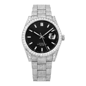 Montre de luxe en diamant de style hip-hop en argent pour hommes, montre-bracelet en acier inoxydable de qualité supérieure - Product Image 3