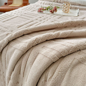 Jacquard Faleinel Double-Sided Thickened 100% Polyester Home Nap Blanket Solid Color Cross-Border Design Winter Season Wholesale - Product Image 3