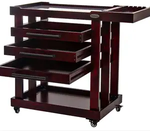 MEEDEN – chariot de rangement d'artiste de luxe, meuble de rangement en bois de hêtre massif épais à 5 niveaux avec organisateur à 3 tiroirs, 4 roues verrouillables