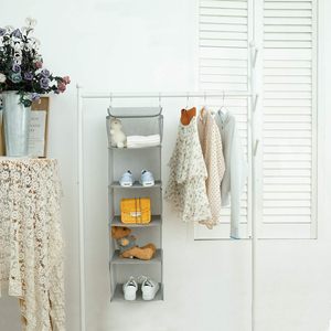 Organiseur de placard suspendu à 5 étagères, lot de 2, 43x12x12 pouces, avec 6 poches latérales pour le rangement des vêtements, utilisation en chambre - Product Image 4