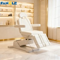 Luxuriöse Weiße 3/4-Motoren Spa-Gesichtsbehandlungs- und Tattoo-Liege, Multifunktionale Wimpernliege, Elektrische Schönheitsliege, Salonmöbel