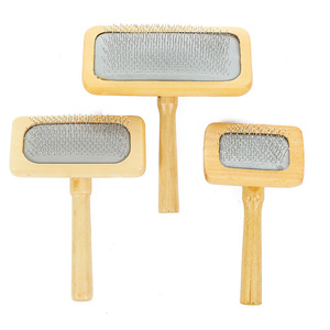 Peigne pour chien simple en gros, en acier inoxydable et plastique, avec poignée en bois, portable - Product Image 1