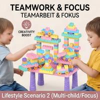 Mesas de Construcción de Bloques HTL DIY, Juguete Educativo para Niños, Juguete de Ensamblaje DIY, Juego de Bloques de Construcción de Color Macaron, Bloques de Ladrillos
