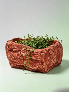 Maceta de <span class=keywords><strong>resina</strong></span> con aspecto de piedra, maceta para jardín exterior, maceta <span class=keywords><strong>rectangular</strong></span> con textura de roca natural para decoración de patio y jardín. - Product Image 1