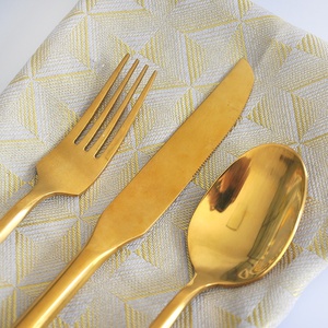 cubiertos de acero inoxidable mango redondo de plata de oro conjunto de cubiertos para decoración de la boda - Product Image 4