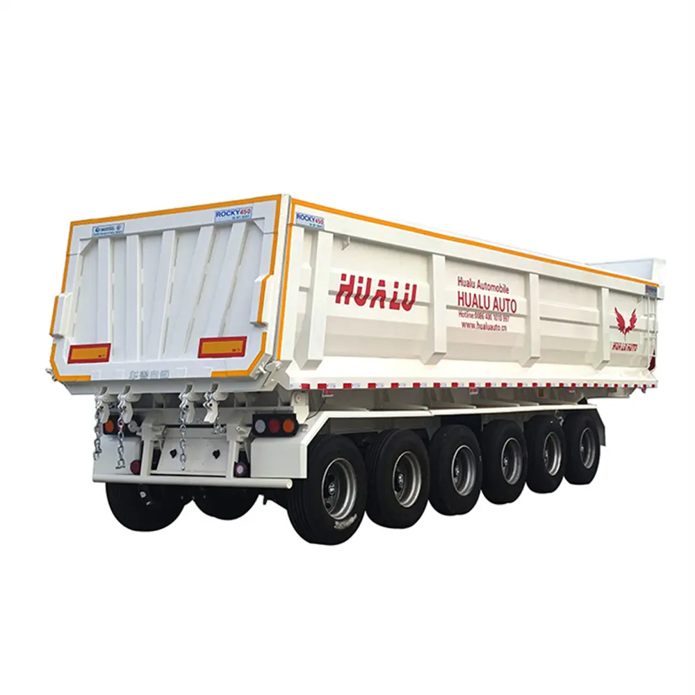 Factory Hydraulic Cylinder 3 Axles 60 Tons End Dump Trailer Tipper Semi Truck Trailer For Sale