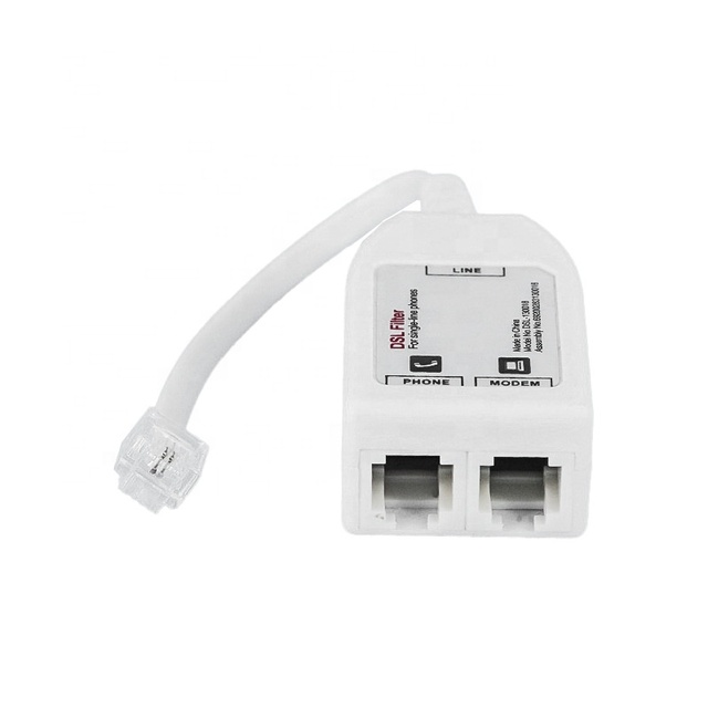 2-Port DSL ADSL Splitter RJ11 RJ12 Phone Modem Adapter DSL Line Filter for Telephone Internet Connection