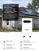 Baterai LiFePO4 T.Y.L 15kWh 51.2V 300AH Bersertifikasi CE/UN38.3, Mampu Membantu Menghidupkan TV, Kulkas, Mesin Cuci, AC, Lampu untuk Cadangan Daya Rumah