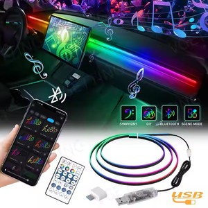 Nouvelle bande LED acrylique multicolore 140/110 cm 12V pour l'intérieur de la voiture, éclairage d'ambiance RGB Symphony avec télécommande via application - Product Image 2