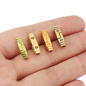 Cuentas de Tubo de Acero Inoxidable Esmaltadas, Rectangulares, Color Dorado, Orificio Grande, Accesorios para Joyería DIY - Product Image 4