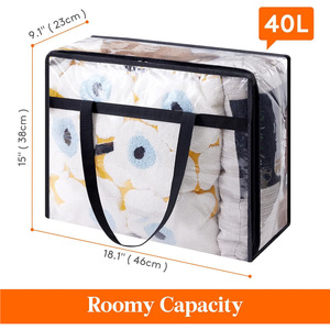 Bolsas de almacenamiento de ropa transparentes de 40L, 60L, 90L, manta de plástico, bolsas móviles plegables con cremallera, organizadores de armario, contenedores de almacenamiento - Product Image 5