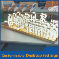 Enseigne lumineuse LED personnalisée pour table, enseigne de bureau, enseigne de magasin, enseigne commerciale, lettres en acrylique avec éclairage LED et base
