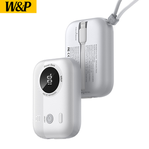 Hot Selling Support Custom Logo Mini Power Bank 10000mah Mobile Charger Power Bank with Built in Cables