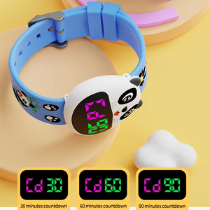 High-qiality mignon dessin animé imprimé LED Panada montre heure/date affichage montres numériques minuterie clignotante et alerte musicale pour les enfants - Product Image 2