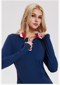 T-Shirt Sportiva da Donna in Spandex con Zip, Collo a Polo, Manica Lunga, Asciugatura Rapida per Palestra e <span class=keywords><strong>Tennis</strong></span> - Product Image 3