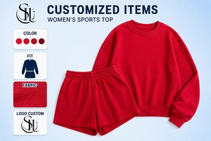 Ensemble 2 pièces personnalisé avec logo pour femme, collection automne 2026, marque privée, sweat-shirt et short taille haute, tenue de détente, yoga, gym, jogging - Product Image 6