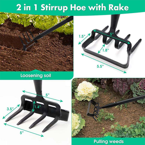 Heavy Duty Adjustable Garden Fork - <b>Lawn</b> <b>Aerator</b> Tiller Fork <b>for</b> Soil Loosening & Yard Maintenance, Durable Metal Gardening <b>Tool</b> - Product Image 3