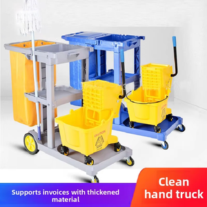 <span class=keywords><strong>Chariot</strong></span> manuel à roulettes silencieuses avec essoreuse à serpillière intégrée, polyvalent pour l'organisation du linge d'hôtel et le nettoyage des sols - Product Image 4