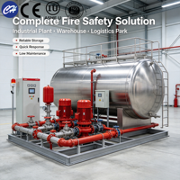 Réservoir d'eau horizontal pour la protection incendie 10000-200000L en acier inoxydable 304, réservoir de retenue incendie CE ISO
