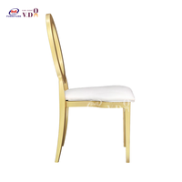 Chaises empilables de restaurant en acier inoxydable à dossier rond variable en O Chaise de salle à manger pour banquet d'hôtel en or et événement de mariage