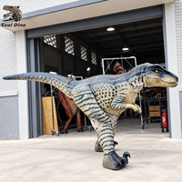 Costume de dinosaure animatronique en silicone et métal pour parc d'attractions, costume réaliste de Velociraptor grandeur nature