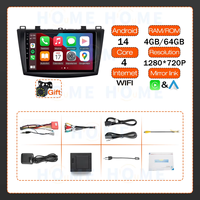 Radio Estéreo para Coche de 4 Núcleos con Android 14, Multimedia con CarPlay por Cable para Mazda 3 2009-2013, Android Auto, 4G+64G, 2 Din, GPS, WIFI y Pantalla Bluetooth