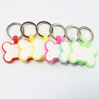 Porte-clés personnalisé phosphorescent avec nom et code QR d'identification double face en silicone pour animaux de compagnie anti-perte de chien