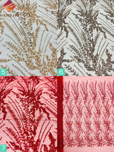 Tessuto in Pizzo di Lusso Rosso con Paillettes e Perline, Ricamo Francese su Rete con Paillettes per Feste - Product Image 6