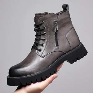 Botas de Hombre Color Bronceado, de Ante Sintético, con Cordones, Punta Redonda, Suela de Goma, Estilo Otoñal, Zapatos para Caminar - Product Image 3