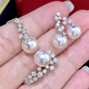 S925 Silver and Gold DIY Pearl <b>Accessories</b> Set 9321 <b>Fashion</b> Jewelry with Empty Stand Pendant Earnail and <b>Crystal</b> Earrings - Product Image 1