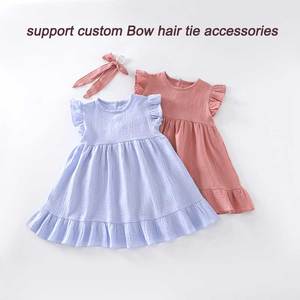 <span class=keywords><strong>Abito</strong></span> da Principessa per Bambine <span class=keywords><strong>in</strong></span> <span class=keywords><strong>Cotone</strong></span> 100% Organico con Motivo Uniforme e Tecnica <span class=keywords><strong>di</strong></span> Tintura Semplice, Grazioso Orlo a Volant - Product Image 6