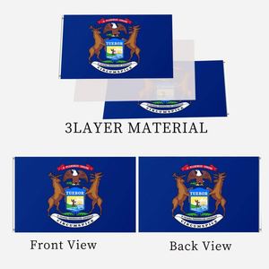 Drapeau des Spartans de l'Université de l'État du Michigan, double face, 3x5 pieds, pour extérieur, en polyester 3 couches, avec 2 œillets métalliques, 4 rangées de coutures - Product Image 3