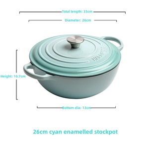 Durabilité chinoise 26cm marmite à soupe casserole antiadhésive ronde double poignées marmite émail rouge fonte four hollandais casserole - Product Image 2