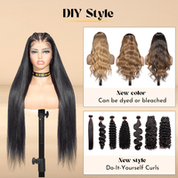 Extensions de cheveux humains brésiliens bruts de 30 pouces, double épaisseur, faible chute, cuticules alignées, pour femmes noires