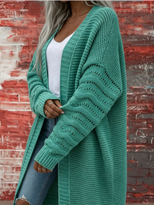 Cárdigan largo de otoño-invierno para mujer, estilo oversized, cuello en V, frente abierto, manga larga, suéter informal. - Product Image 2