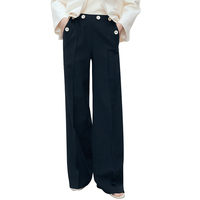 Pantalon de banlieue droit taille haute pour femmes avec fermeture éclair décontracté formel Joker Style poche décontracté jean à glissière