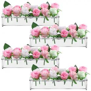 Acryl Blumenvase 12 Zoll langes rechteckiges Blumen mittelstück für Esstisch, rechteckige Blumenvase Acryl moderne Vase