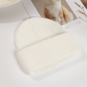 Bonnet tricoté en fourrure de lapin d'Angola de haute qualité pour femme, chapeau d'hiver OEM, mode, uni, chaud, en cachemire et laine, triple épaisseur - Product Image 6