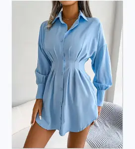 New Arrival Designer Printed Casual Dress Fall Long Sleeve Button Down Long Shirt Blouse Women luxury Shirts Dresses