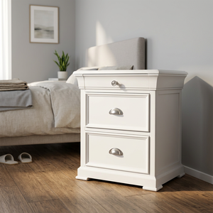 3-Drawer End <b>Table</b> - Clean Line <b>Minimalist</b> Wooden Side <b>Table</b> (White/Black) - Product Image 5