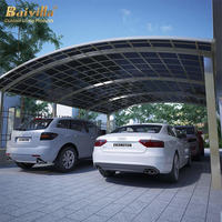 Abri d'auto extérieur moderne en aluminium pour 2 voitures Garage de stationnement à toit arqué en polycarbonate étanche Abri de garage en métal élégant