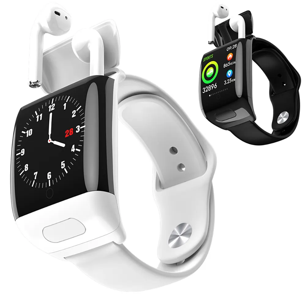 G36 Sport 1.3inch Heart Rate Monitor Bracelet Wristband Earbuds Wireless Smart Watch with Bt Earphone screen single touch