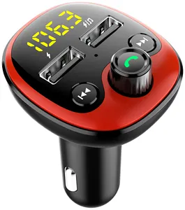 מקלט רדיו fm bluetooth Suppliers-רכב Bluetooth 5.0 FM משדר MP3 נגן רדיו מוסיקה נגן דיבורית שיחות מקלט עם USB הכפול מטען לרכב ערכת