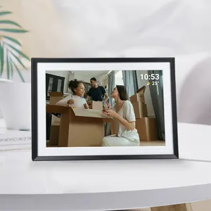 Bingkai foto Digital WiFi 10.1 inci dengan aplikasi Frameo jam pemutaran Video layar sentuh bahan plastik