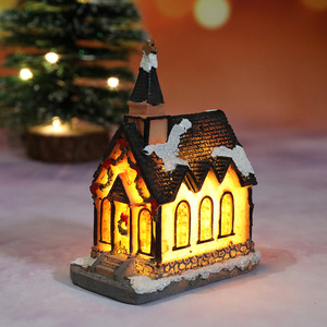 Micro LED luz resina CASA DE Navidad nuevo estilo adornos navideños paisaje luminiscente casa de nieve regalos perfectos - Product Image 6